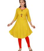 Yellow plain cotton girls-top-bottom