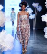 Tube Organza Peacock Print Dress