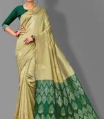 Chiku woven banarasi saree with blouse