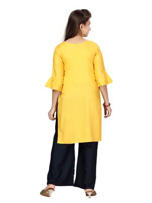 Yellow plain cotton girls-top-bottom 4