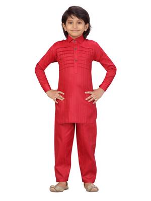 Maroon plain cotton boys-kurta-pyjama 1