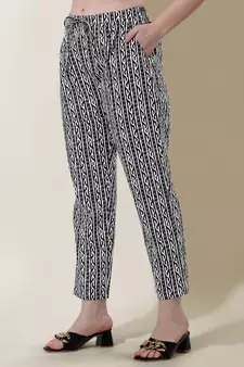 Black White Batik Print Gotta Patti Cotton Kurta With Pant and Dupatta Set