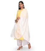 White Sequine Embroidered work Chinon Fabric Dupatta.