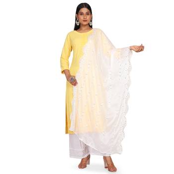 White Sequine Embroidered work Chinon Fabric Dupatta. 3
