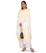 White Sequine Embroidered work Chinon Fabric Dupatta.