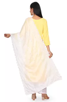 White Sequine Embroidered work Chinon Fabric Dupatta.