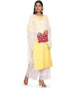 white Sequine Embroidered Work Chanderi Cotton Fabric Dupatta.