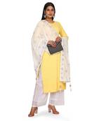 white Sequine Embroidered Work Chanderi Cotton Fabric Dupatta.