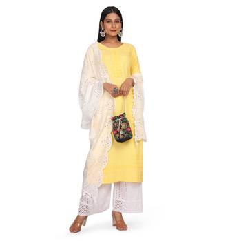 white Sequine Embroidered Work Chanderi Cotton Fabric Dupatta. 1
