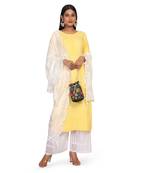 white Sequine Embroidered Work Chanderi Cotton Fabric Dupatta.