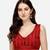 Pujia Mills Women's Phantom Silk Sleeveless Sweetheart Neck Embroiderd Sequins Red Blouse
