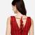 Pujia Mills Women's Phantom Silk Sleeveless Sweetheart Neck Embroiderd Sequins Red Blouse