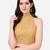 Pujia Mills Women's Georgett Chikankari Work Sleeveless Halter Neck Gold Saree Blouse