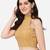 Pujia Mills Women's Georgett Chikankari Work Sleeveless Halter Neck Gold Saree Blouse