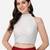 Pujia Mills Women's Georgett Chikankari Work Sleeveless Halter Neck White Saree Blouse