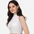 Pujia Mills Women's Georgett Chikankari Work Sleeveless Halter Neck White Saree Blouse