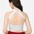 Pujia Mills Women's Georgett Chikankari Work Sleeveless Halter Neck White Saree Blouse
