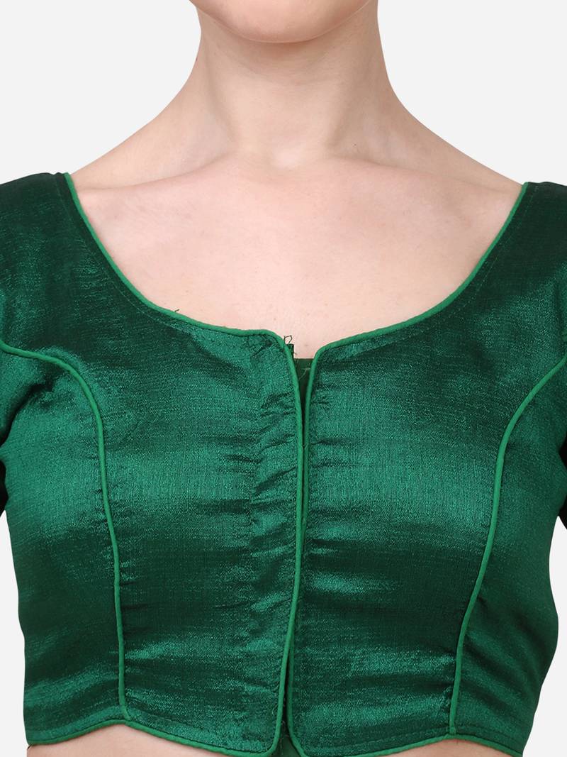 Women's Dark Green Phantom Silk Readymade Blouse main image 1