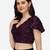 Pujia Mills Women's Velvet Sequins Work Cap Sleeve Readymade Wine Saree Blouse
