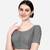 Pujia Mills Women's Phantom Silk Daily Wear Half Sleeve Round Neck Plain Grey Saree Blouse