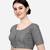 Pujia Mills Women's Phantom Silk Daily Wear Half Sleeve Round Neck Plain Grey Saree Blouse