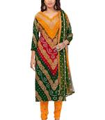 Green printed synthetic salwar