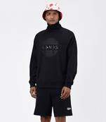 Black Typography Mens Turtle Neck Sweatshirt