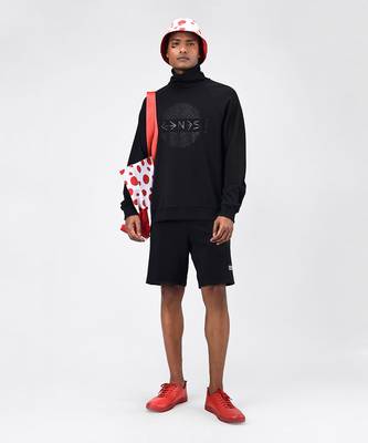 Black Typography Mens Turtle Neck Sweatshirt 2