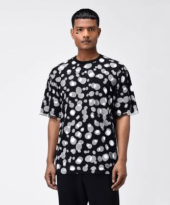 Black Polka Dot Tulle Mens T-Shirt 1