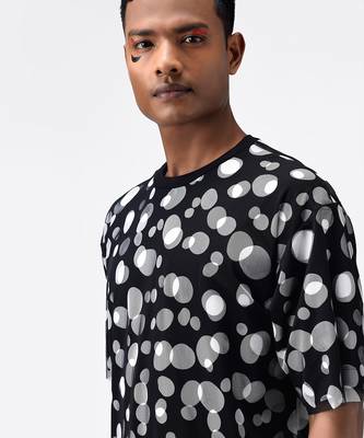 Black Polka Dot Tulle Mens T-Shirt 3