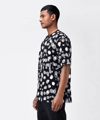 Black Polka Dot Tulle Mens T-Shirt 4