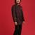Red plain jaquard boys-indo-western-dress