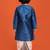 Blue plain silk blend boys-dhoti-kurta