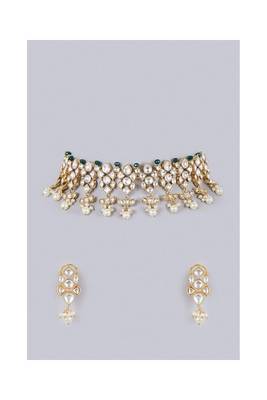 Choker Crafted With Polki And Kundan Embellishments With Matching  earring 1