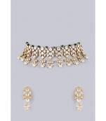Choker Crafted With Polki And Kundan Embellishments With Matching  earring