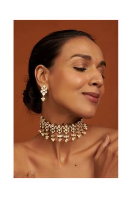 Choker Crafted With Polki And Kundan Embellishments With Matching  earring 2