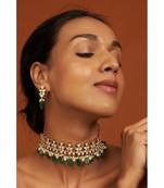Choker Crafted With Polki And Kundan Embellishments With Matching  earring