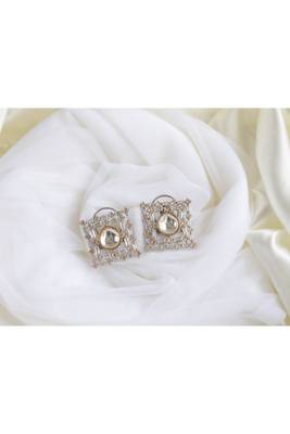 Two Tone Finish Kundan Polki Studs Earirngs 1