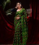 Black Hand Woven Silk Cotton Saree Without Blouse