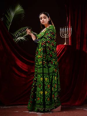 Black Hand Woven Silk Cotton Saree Without Blouse 2