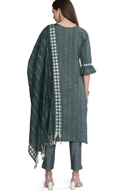 Olive weaved cotton salwar 2