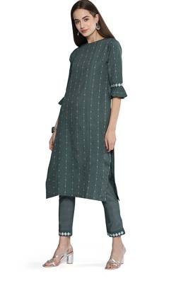 Olive weaved cotton salwar 3