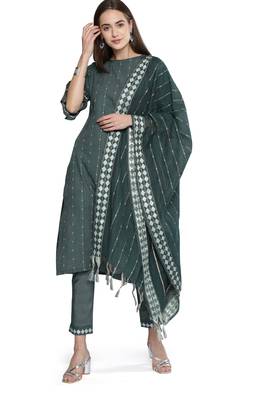 Olive weaved cotton salwar 4