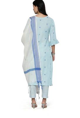 Sky-blue weaved cotton salwar 2