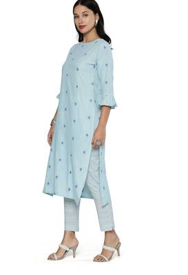 Sky-blue weaved cotton salwar 3