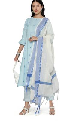 Sky-blue weaved cotton salwar 4