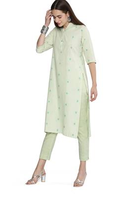 Green weaved cotton salwar 3