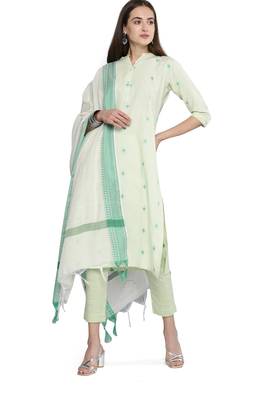 Green weaved cotton salwar 4