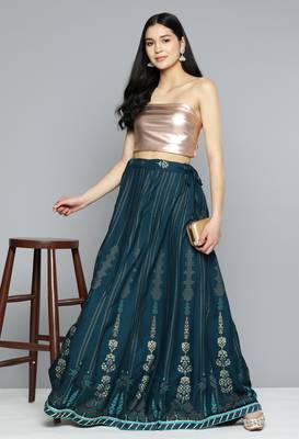 Blue printed rayon skirts 1