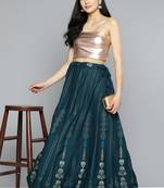 Blue printed rayon skirts